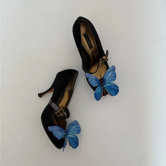 Dolce &amp; Gabbana heels shoes blue butterfly orchid size 36.5 Y2K Carrie Bradshaw