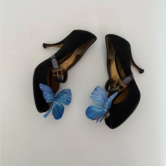 Dolce &amp; Gabbana heels shoes blue butterfly orchid size 36.5 Y2K Carrie Bradshaw