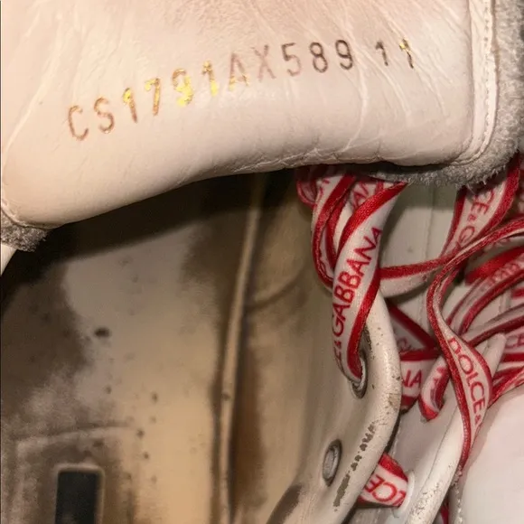 Dolce &amp; Gabbana Men’s White and Red Sneakers