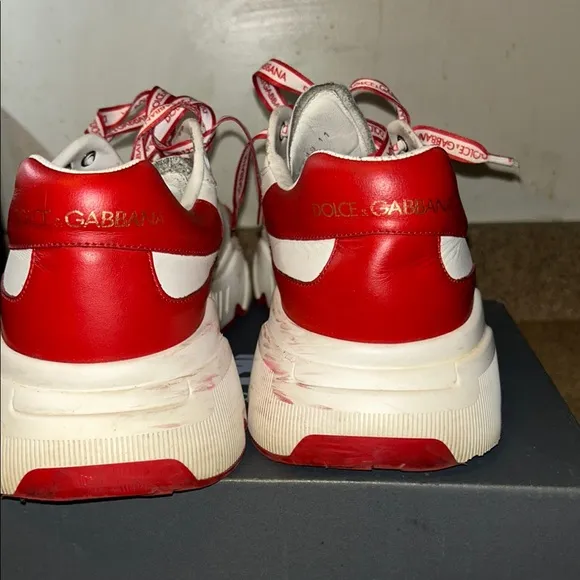 Dolce &amp; Gabbana Men’s White and Red Sneakers