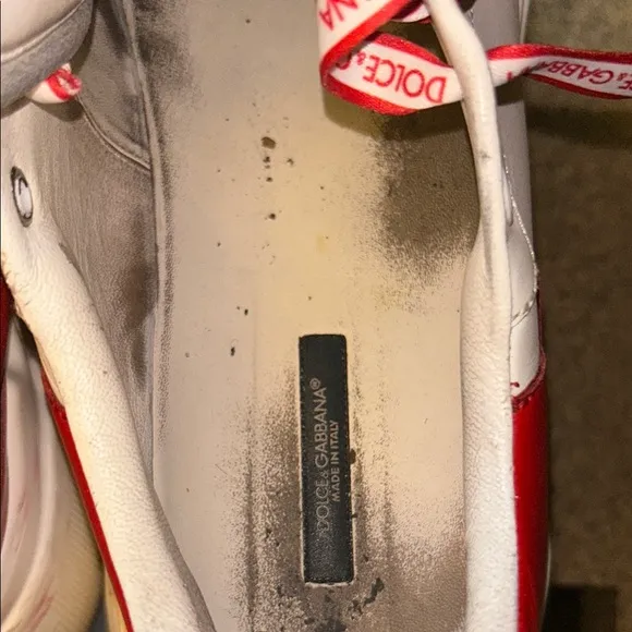 Dolce &amp; Gabbana Men’s White and Red Sneakers