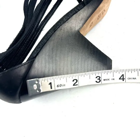 Donald J Pliner Heels 10 Black Leather Strappy Stretch Slip On Open Toe Shoes