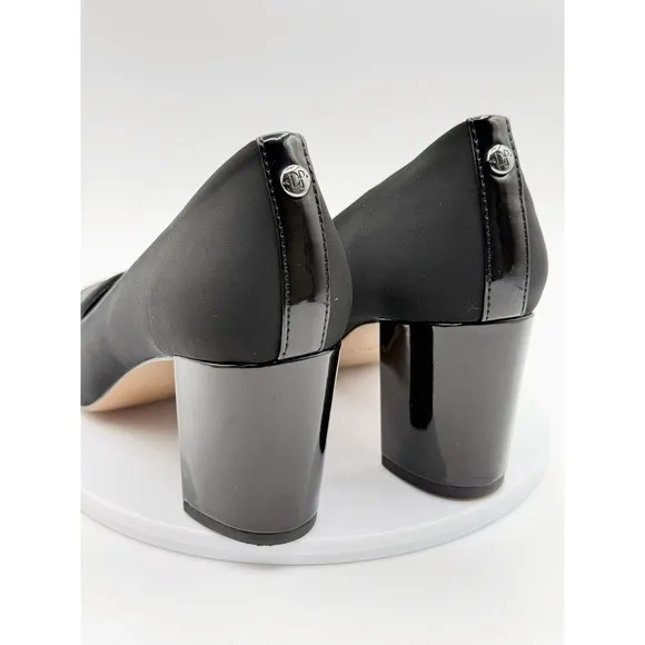 Donald Pliner Block Heel Pumps Audry Shoes Size 9 Womens Black 3&quot; Heel