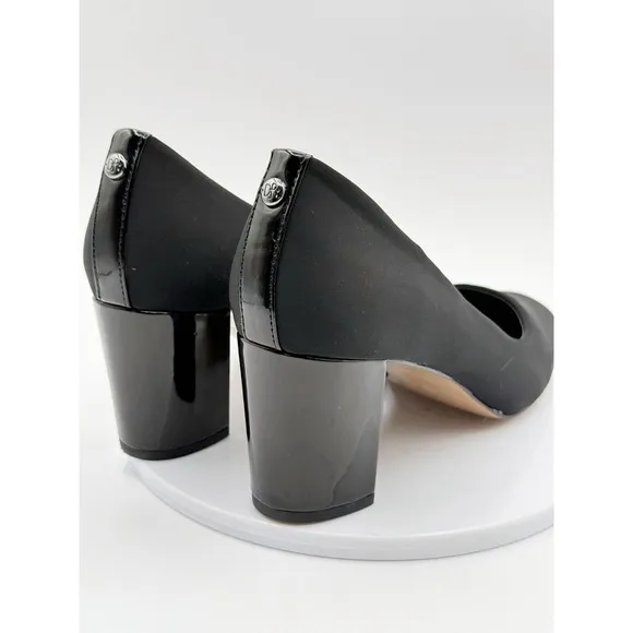 Donald Pliner Block Heel Pumps Audry Shoes Size 9 Womens Black 3&quot; Heel