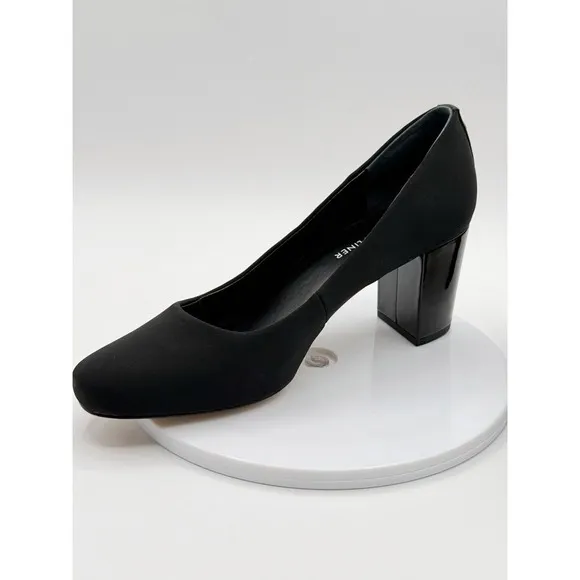 Donald Pliner Block Heel Pumps Audry Shoes Size 9 Womens Black 3&quot; Heel