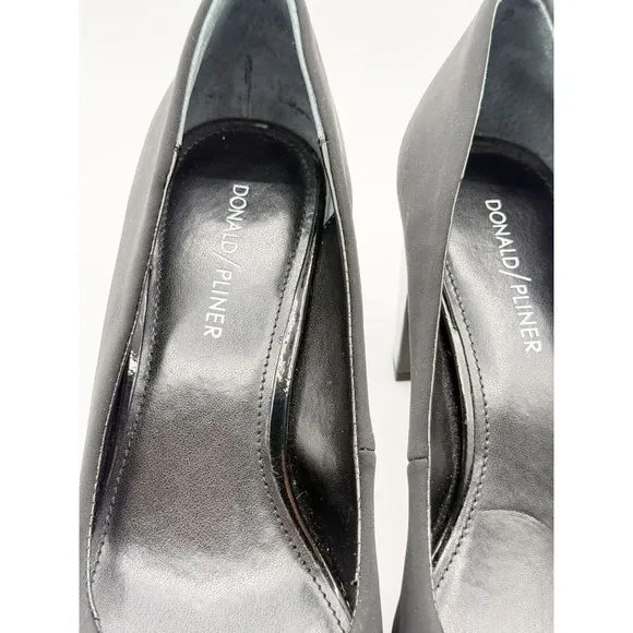 Donald Pliner Block Heel Pumps Audry Shoes Size 9 Womens Black 3&quot; Heel
