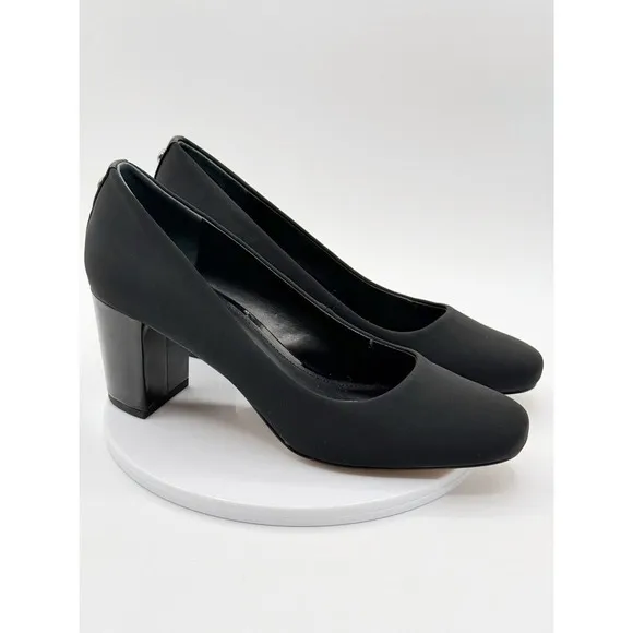 Donald Pliner Block Heel Pumps Audry Shoes Size 9 Womens Black 3&quot; Heel