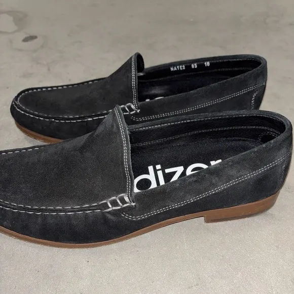 Donald Pliner Mens 10 Suede Slip On Loafer White Stitch Adizero Insole Comfort