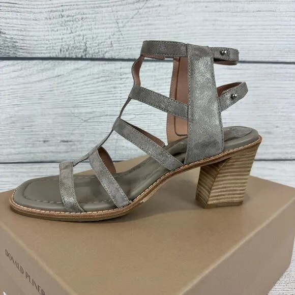 Donald Pliner Womens Metallic Light Taupe Jenessa Strappy Heeled Sandals Size 11