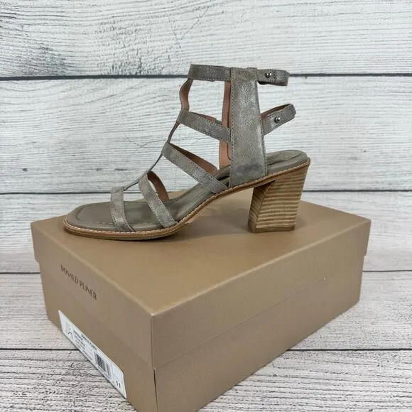 Donald Pliner Womens Metallic Light Taupe Jenessa Strappy Heeled Sandals Size 11