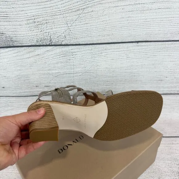 Donald Pliner Womens Metallic Light Taupe Jenessa Strappy Heeled Sandals Size 11