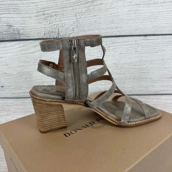 Donald Pliner Womens Metallic Light Taupe Jenessa Strappy Heeled Sandals Size 11