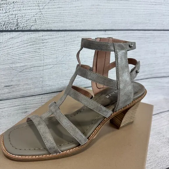 Donald Pliner Womens Metallic Light Taupe Jenessa Strappy Heeled Sandals Size 11