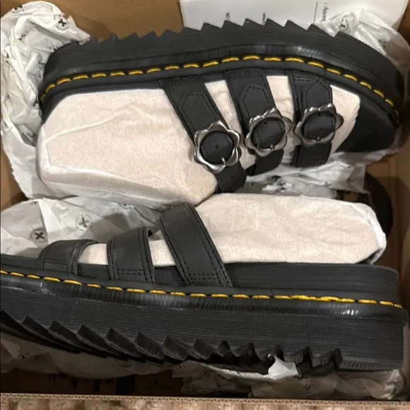 Dr Martens Black Strappy Sandals with Buckles