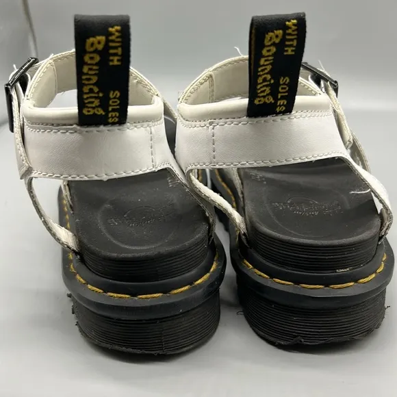 Dr. Martens Blaire Athena White Leather Ankle Strap Platform Sandals