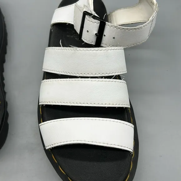 Dr. Martens Blaire Athena White Leather Ankle Strap Platform Sandals