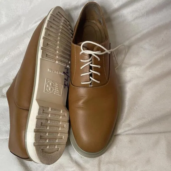 Dr. Martens Bronson Brown Leather Oxfords - White Sole, Size 12, Excellent