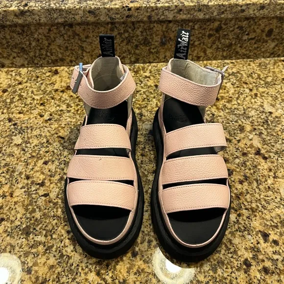 Dr Martens Clarissa ll Quad Baby Pink Strappy Leather Platform Sandals US 7