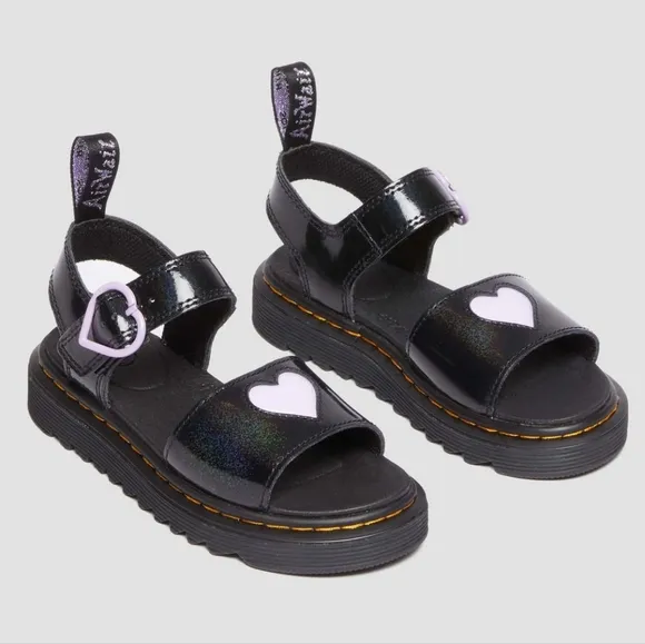 Dr. Martens Junior Marlowe Shimmer Heart Strap Sandals
