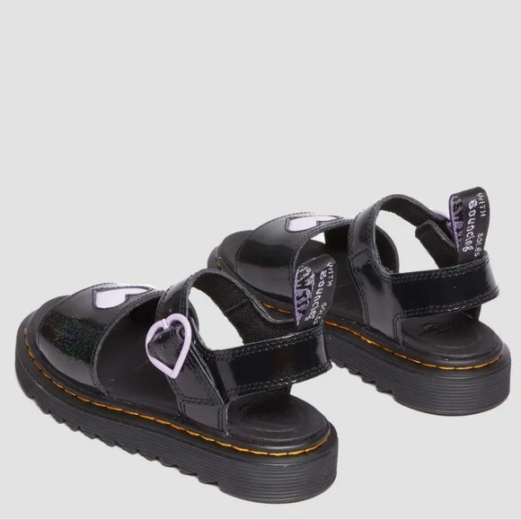Dr. Martens Junior Marlowe Shimmer Heart Strap Sandals