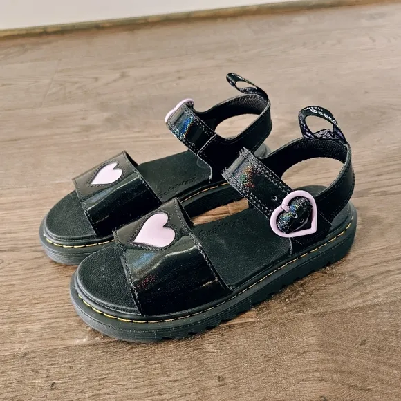 Dr. Martens Junior Marlowe Shimmer Heart Strap Sandals