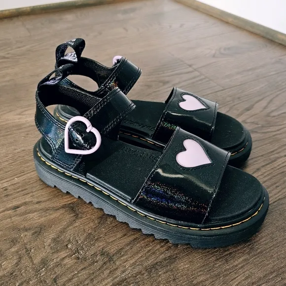 Dr. Martens Junior Marlowe Shimmer Heart Strap Sandals