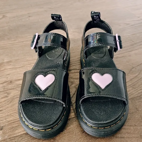 Dr. Martens Junior Marlowe Shimmer Heart Strap Sandals