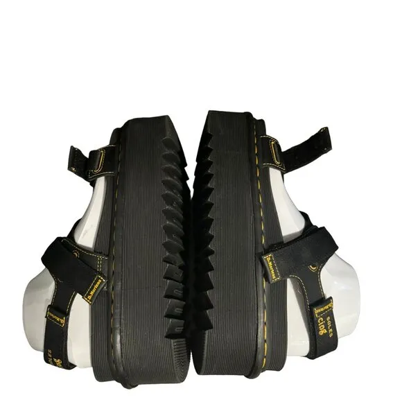 Dr. Martens Kimber Logo Black Platform Strappy Sandals, Size 10 NWOB