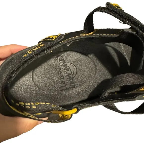 Dr. Martens Kimber Logo Black Platform Strappy Sandals, Size 10 NWOB
