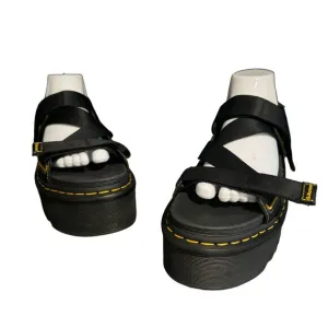 Dr. Martens Kimber Logo Black Platform Strappy Sandals, Size 10 NWOB