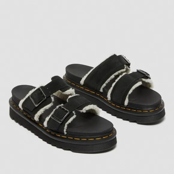 Dr. Martens Myles Suede Buckle Slide Sandals