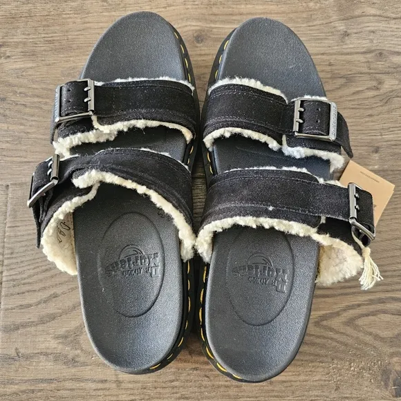 Dr. Martens Myles Suede Buckle Slide Sandals