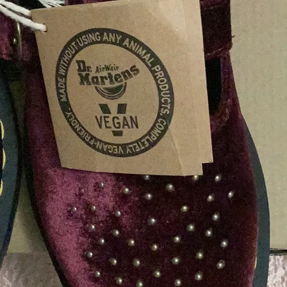 Dr. Martens Red Dress Shoes Velvet Studded Design