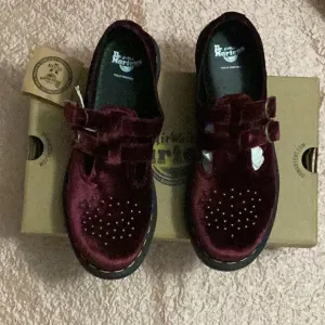 Dr. Martens Red Dress Shoes Velvet Studded Design