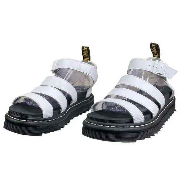 Dr. Martens Women’s Blaire White Patent Leather Strappy Sandals Size 10