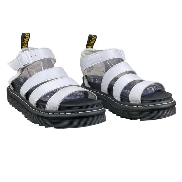 Dr. Martens Women’s Blaire White Patent Leather Strappy Sandals Size 10
