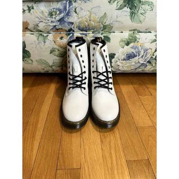 Dr. Martens Zavala Combat Boots White Lace Up Leather Ankle Womens 10 Mens 9