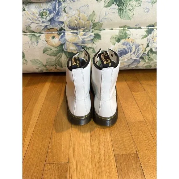 Dr. Martens Zavala Combat Boots White Lace Up Leather Ankle Womens 10 Mens 9