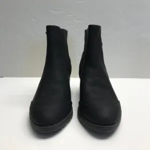 Dr Scholl's Level Best Boots Black Ankle Women's Size 8.5 Rubber Heel Shoes Zip