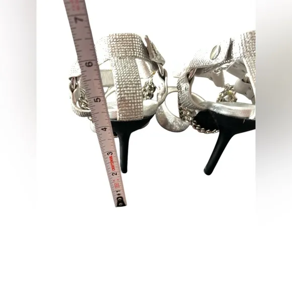 Dundas x Revolve Evie Heels Silver Metallic Size 10 Chains