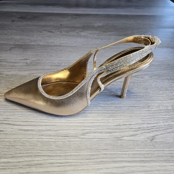 Dune London Formal Dress Heels 8.5 Champagne Gold Embellished Prom Wedding Event