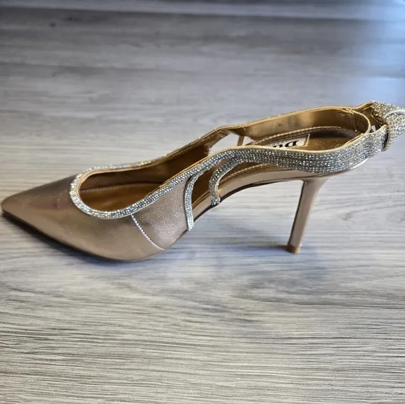 Dune London Formal Dress Heels 8.5 Champagne Gold Embellished Prom Wedding Event