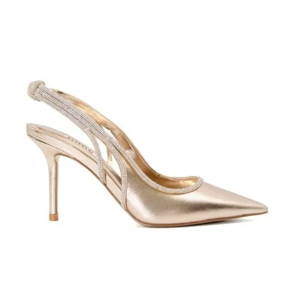 Dune London Formal Dress Heels 8.5 Champagne Gold Embellished Prom Wedding Event