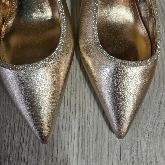 Dune London Formal Dress Heels 8.5 Champagne Gold Embellished Prom Wedding Event