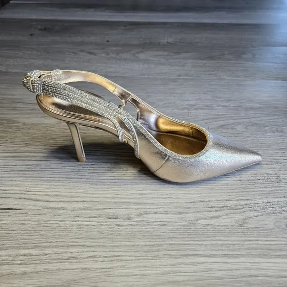 Dune London Formal Dress Heels 8.5 Champagne Gold Embellished Prom Wedding Event