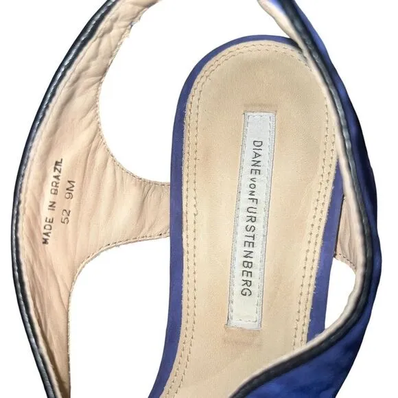 DVF Diane Von Furtensberg Womens Heels Sandal Strappy Suede Blue Silver Size 9