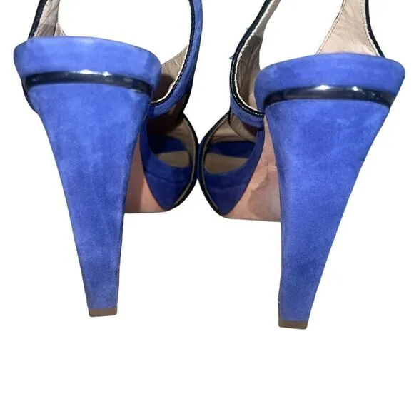 DVF Diane Von Furtensberg Womens Heels Sandal Strappy Suede Blue Silver Size 9