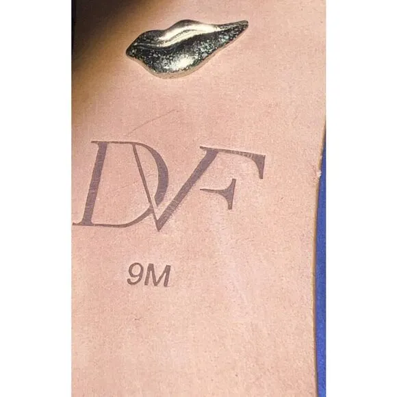 DVF Diane Von Furtensberg Womens Heels Sandal Strappy Suede Blue Silver Size 9