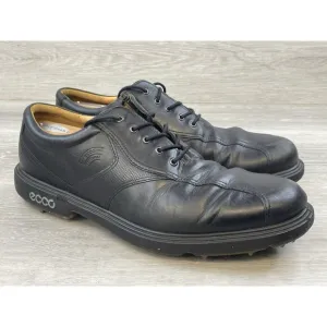 Ecco Hydromax Oxford Men's Euro 47 Black Leather Round Toe Lace Up Golf Shoes