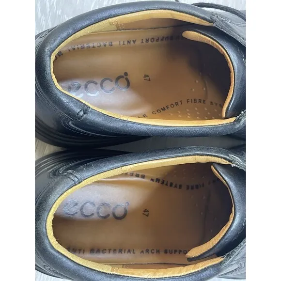 Ecco Hydromax Oxford Men's Euro 47 Black Leather Round Toe Lace Up Golf Shoes